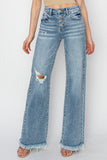 MID RISE BUTTON DOWN WIDE LEG JEANS