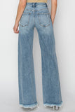 MID RISE BUTTON DOWN WIDE LEG JEANS