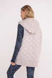 Oversized Quilted Fleece Vest with Hood