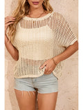 Knit Ribbed Round Neck Short Sleeve Sweater Tee