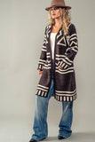 Aztec Print Open Cardigan