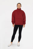 Cotton Blend Fleece Mock Neck Pullover Sweater