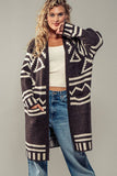 Aztec Print Open Cardigan