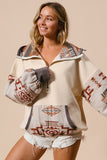 FLEECE AND AZTEC MIX AND MATCH HOODIE TOP