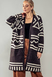 Aztec Print Open Cardigan