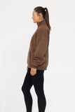 Cotton Blend Fleece Mock Neck Pullover Sweater