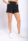 Athleisure Shorts with Curved Hemline