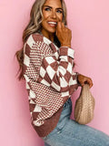 Cozy Checkered Drop Shoulder Round Neck Sweater