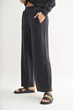 Luxe Sand Wash Rib Wide-Leg Pants