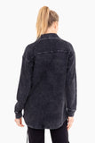 Waffle Knit Mineral-Washed Button Down Jacket