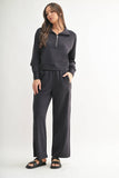 Luxe Sand Wash Rib Wide-Leg Pants