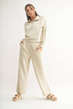 Luxe Sand Wash Rib Wide-Leg Pants