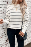 KNITTED STRIPED CREW NECK LONG-SLEEVED SWEATER