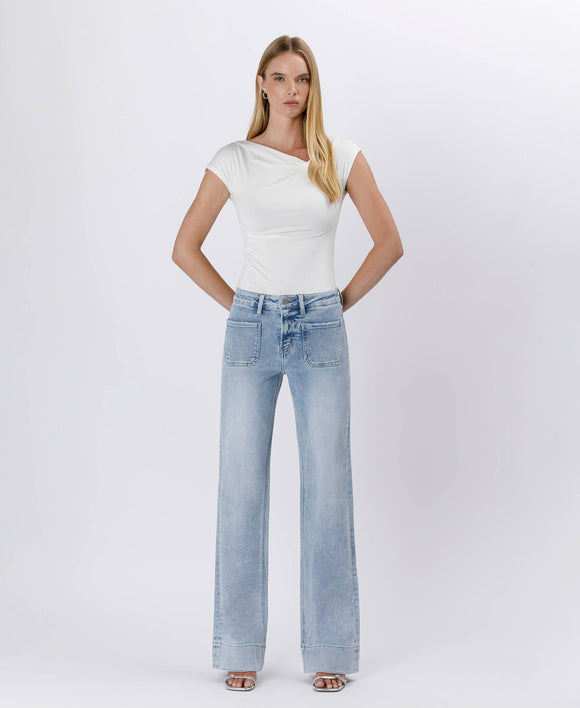 HIGH RISE TROUSER HEM FLARE JEANS