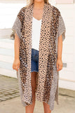 Plus Size Leopard Color Block Kimono