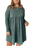 Green Plus Mineral Washed Ribbed Henley Dress